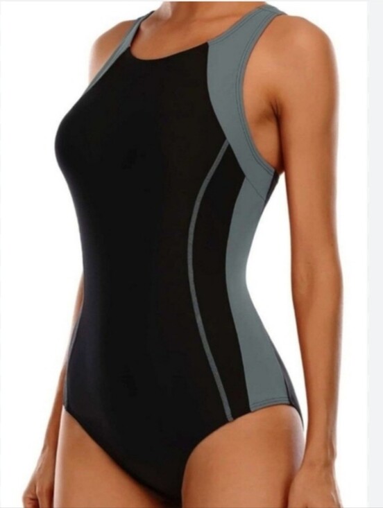 Attraco Other - ATTRACO Sports Athletic Black Grey One Piece Bathing Suit Swimwear Size 2XL